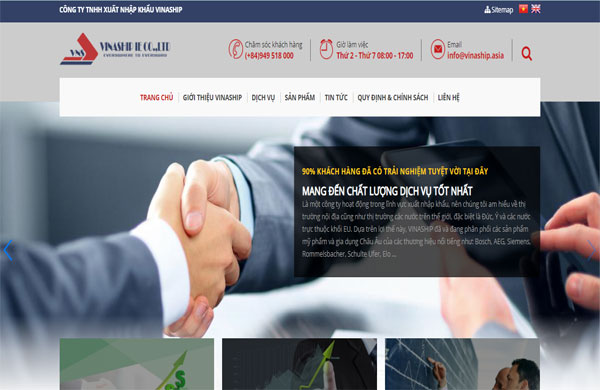 Mẫu thiết kế website xuất nhập khẩu Logistic - VinaShip